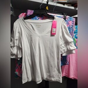 NWT Lily Pulitzer Dicola top resort white.